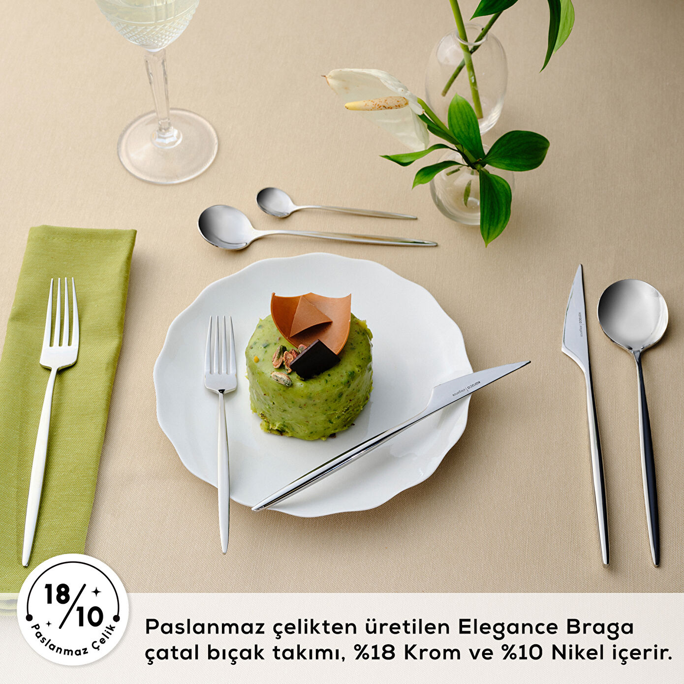 Elegance Braga Platinum 84 Piece Cutlery Set for 12 People