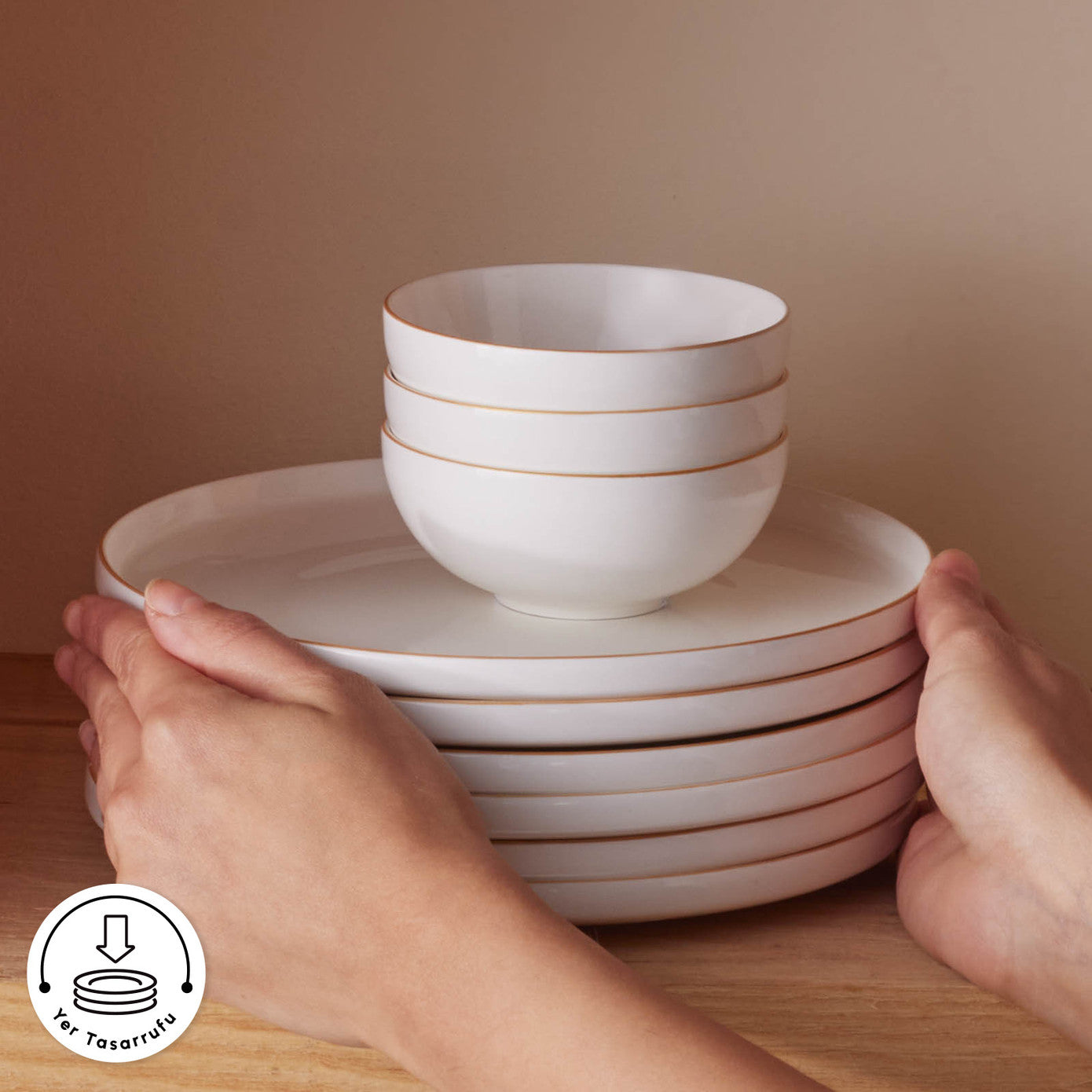 Forever Bone Fika 22 Piece 6 Person Breakfast Set Gold