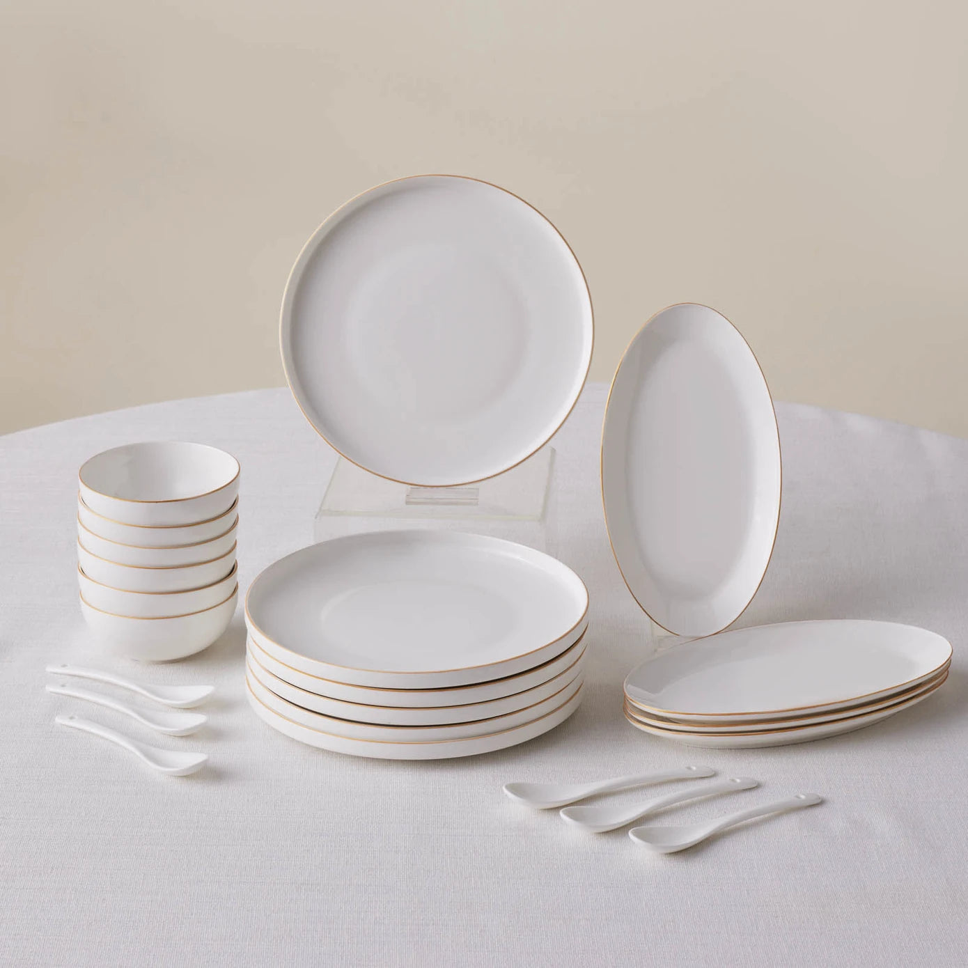 Forever Bone Fika 22 Piece 6 Person Breakfast Set Gold