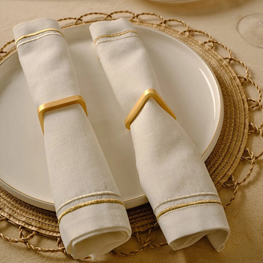 Cubist 4 Piece Gold Napkin Ring