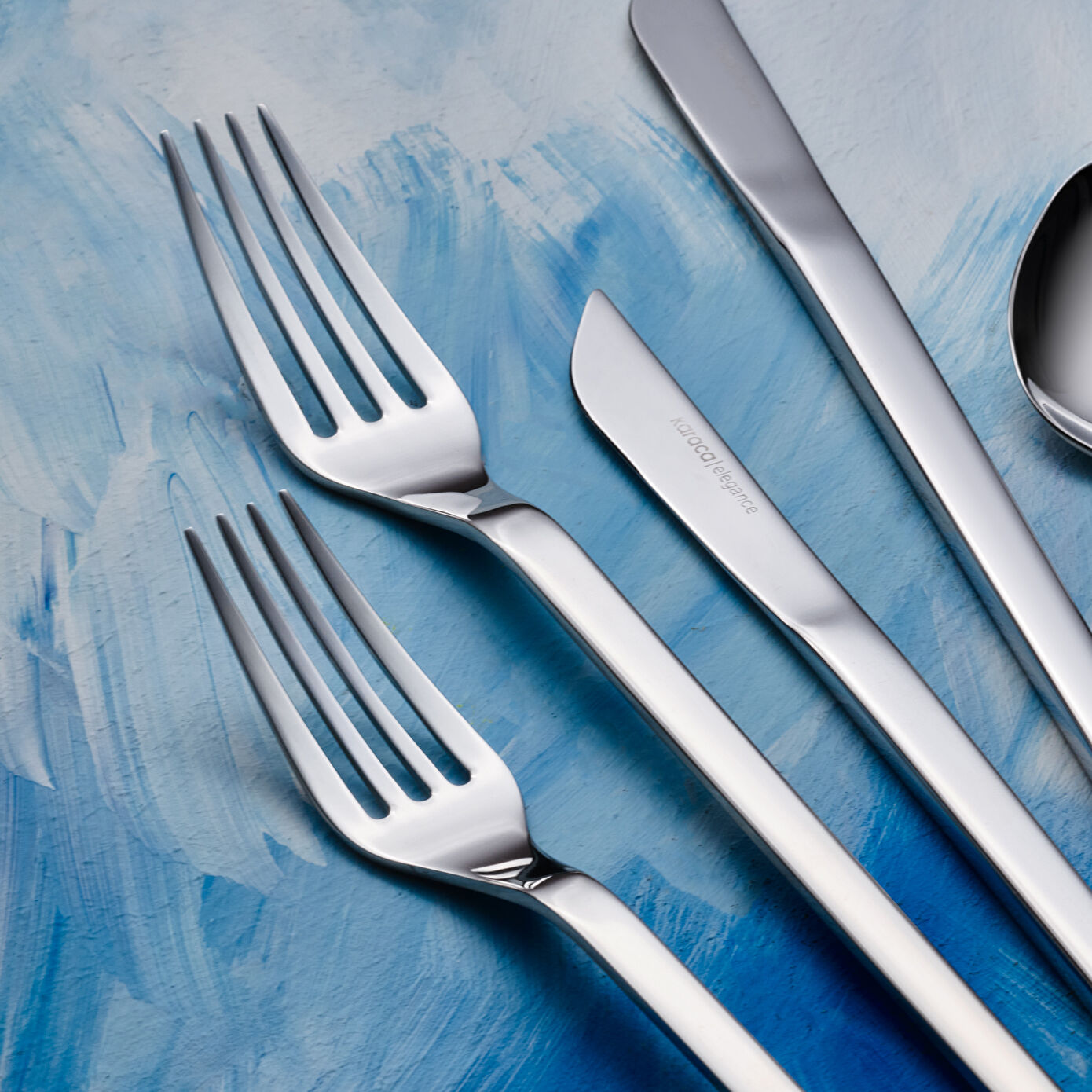 Karaca Elegance Monolith Platinum 84-Piece Cutlery Set for 12 People