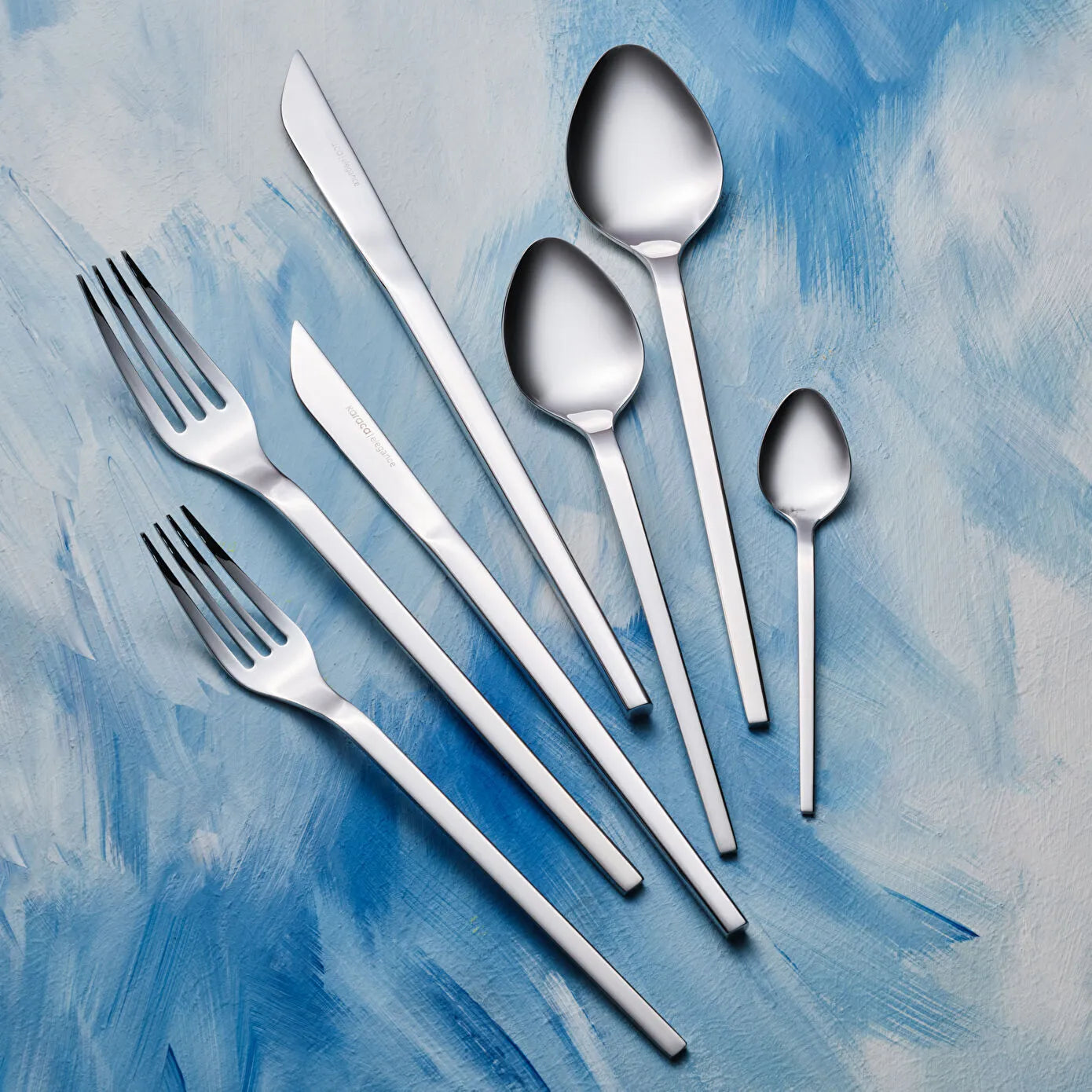 Karaca Elegance Monolith Platinum 84-Piece Cutlery Set for 12 People