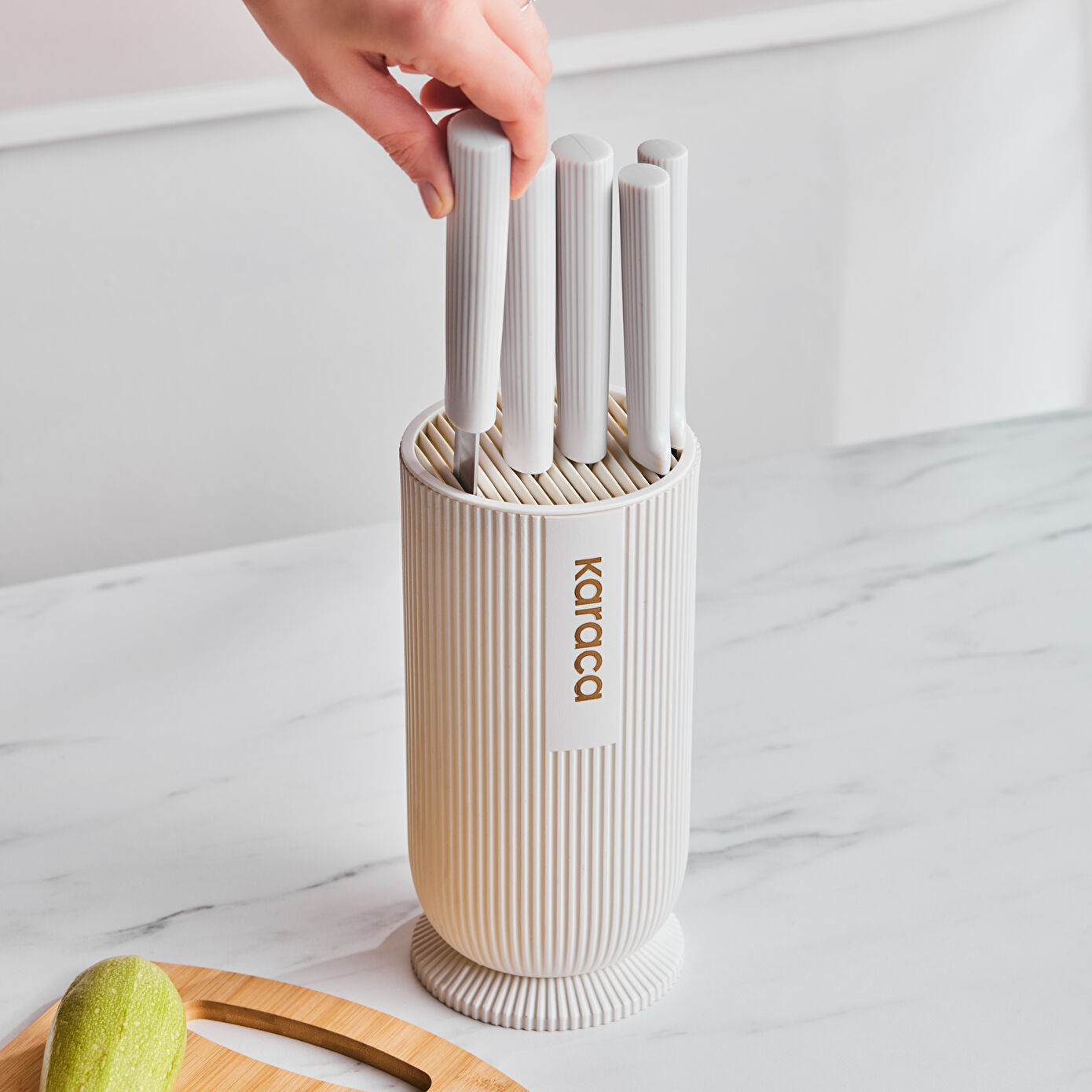 Massimo Round 6 Piece Knife Set, Cream