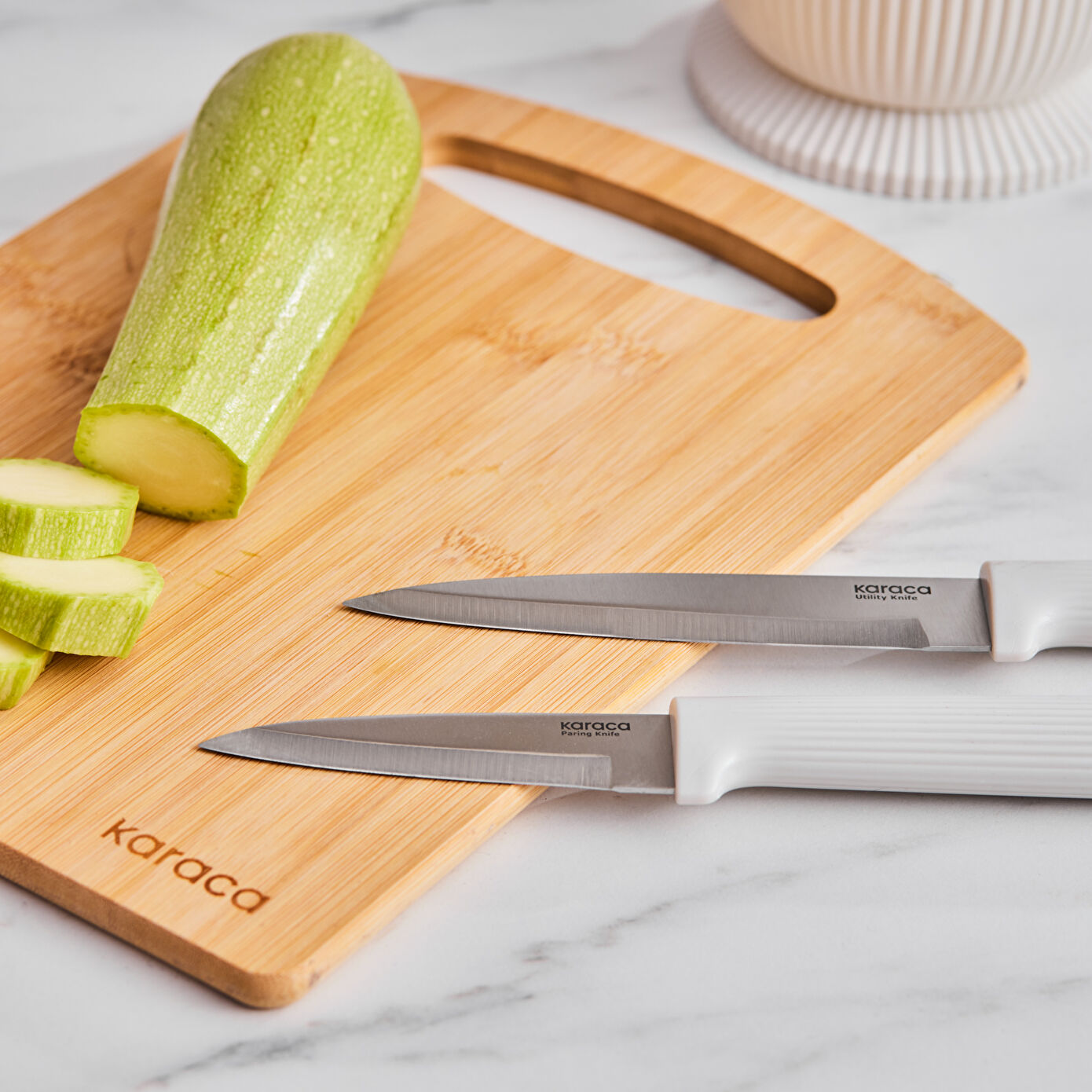 Massimo Round 6 Piece Knife Set, Cream