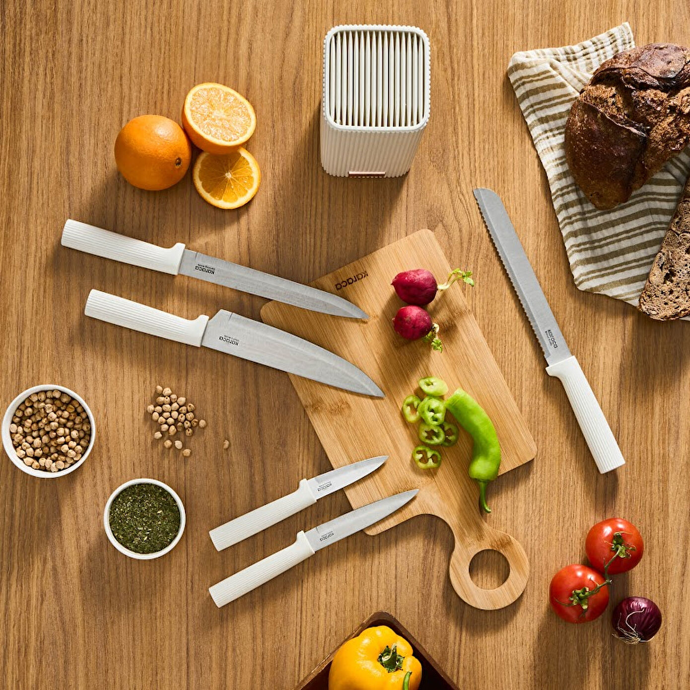 Karaca Massimo Line 6 Piece Knife Set Cream