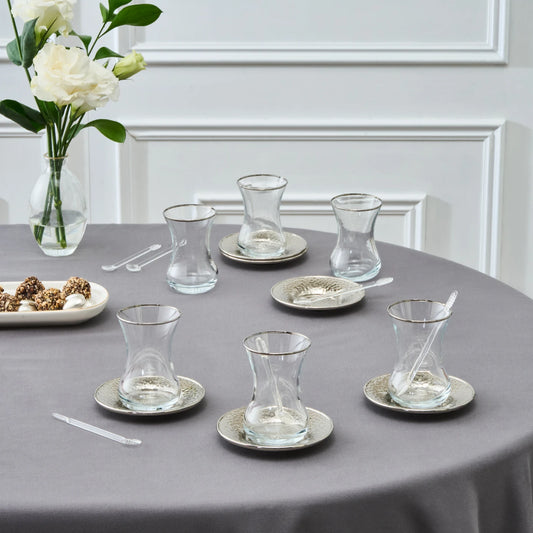 Ada 18 Piece Tea Set for 6 People Platinum