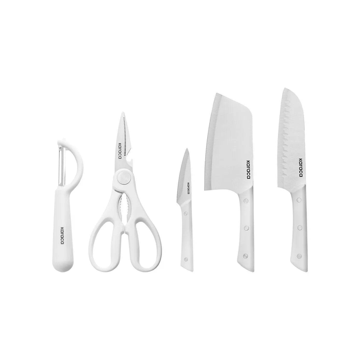 Karaca Markus Cleaver 5 Piece Knife Set White