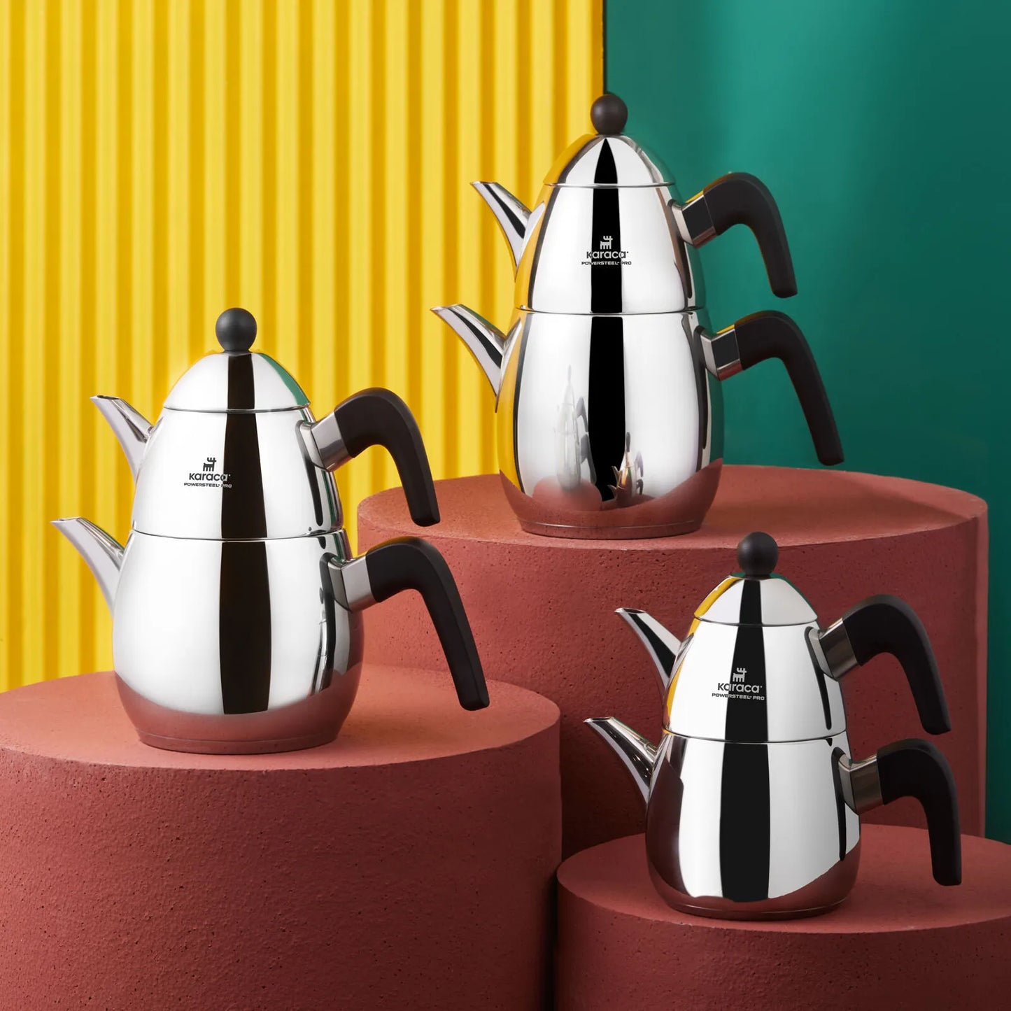 Karaca Tokyo Mini PowerSteel Pro 316+ Stainless Steel Induction Base Teapot Set