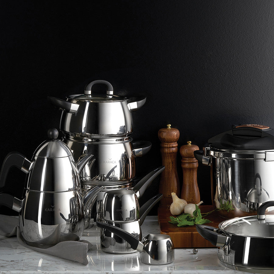 Karaca Tokyo Mini PowerSteel Pro 316+ Stainless Steel Induction Base Teapot Set