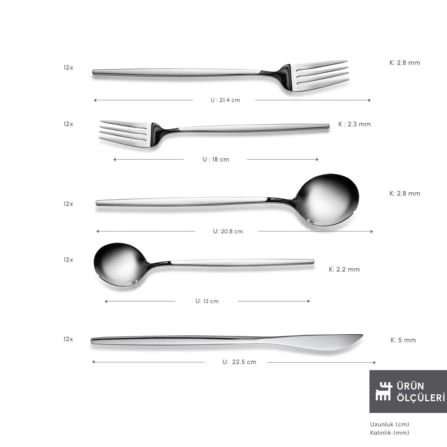 Orion Platinum 30 Piece Cutlery Set for 6 People