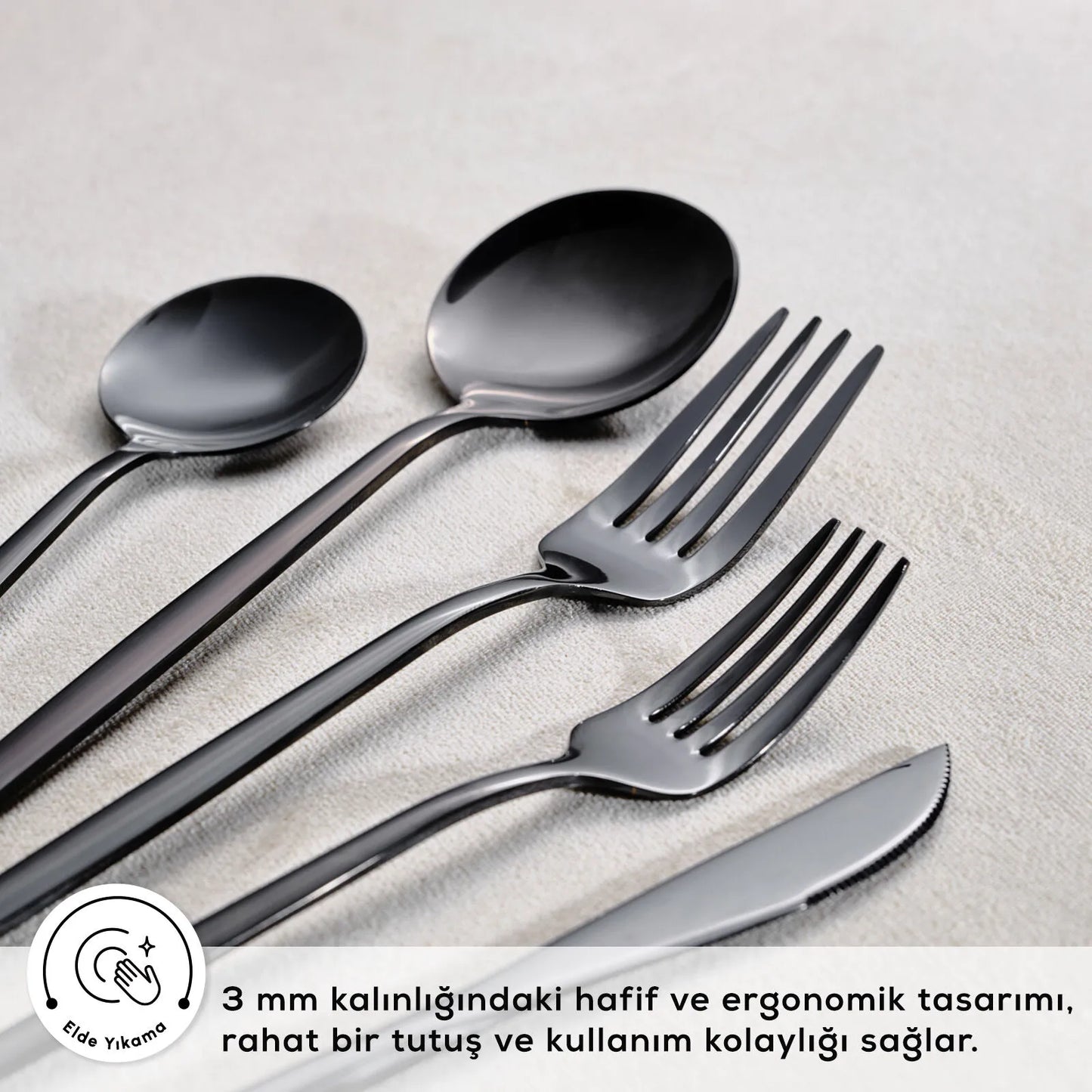 Karaca Orion 30-Piece Cutlery Set for 6 People Black