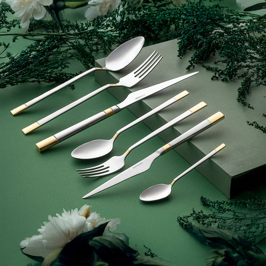 Elegance Duru Gold 84 Piece Luxury Boxed Cutlery Set for 12 People