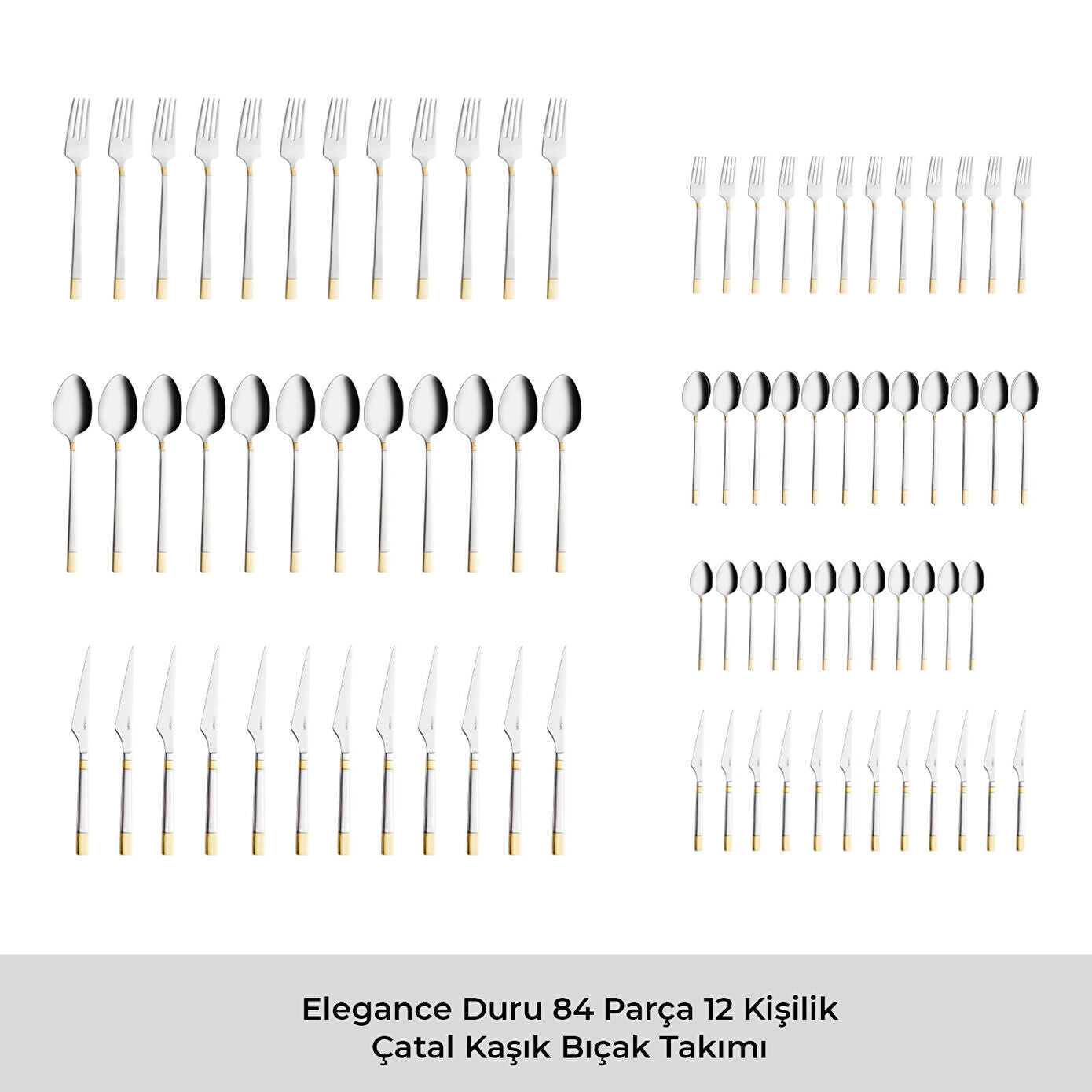 Elegance Duru Gold 84 Piece Luxury Boxed Cutlery Set for 12 People