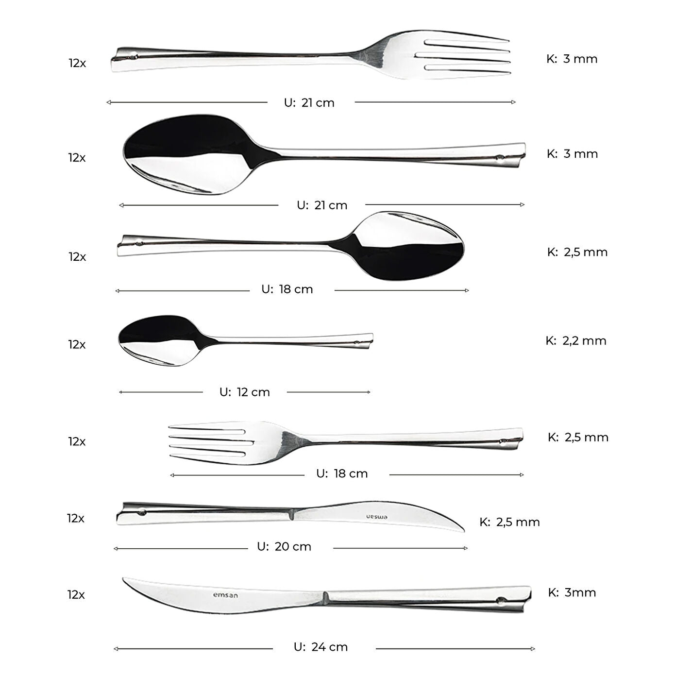Accura 84 Piece Cutlery Set for 12 People