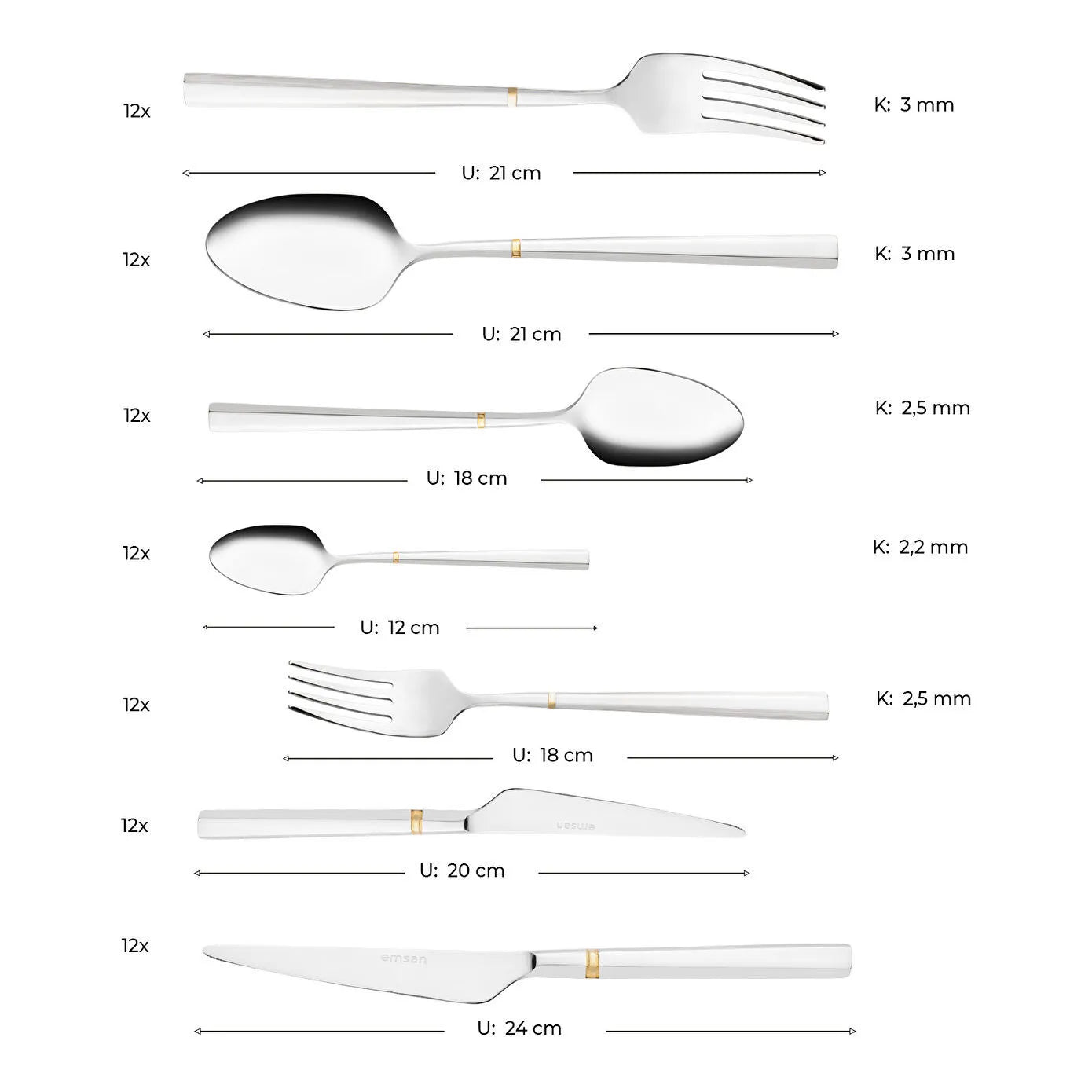 Prime Penta Gold 84 12 Piece Cutlery Set with Luxury Box