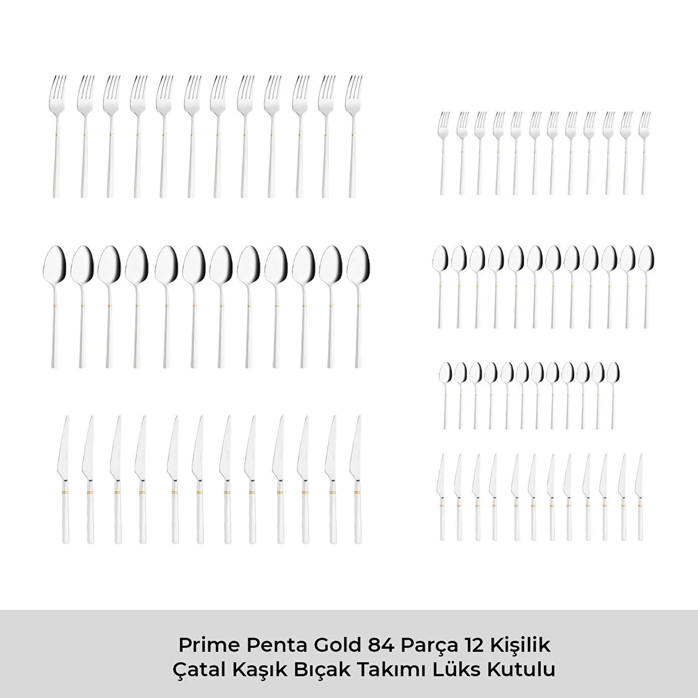 Prime Penta Gold 84 12 Piece Cutlery Set with Luxury Box