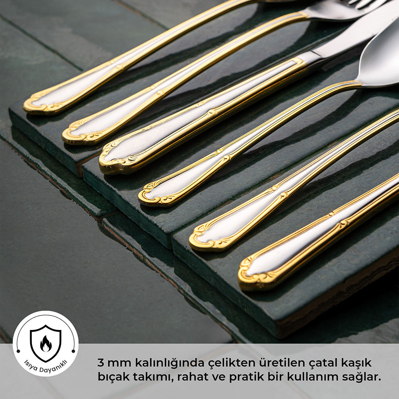 Elegance Göksu Gold 84 Piece Luxury Boxed Cutlery Set for 12 People