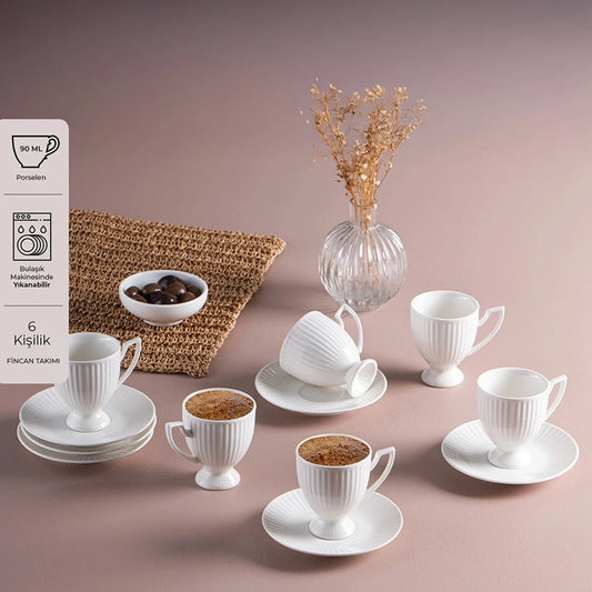 Mahir Coffee Cup Set for 6 People 90 ml