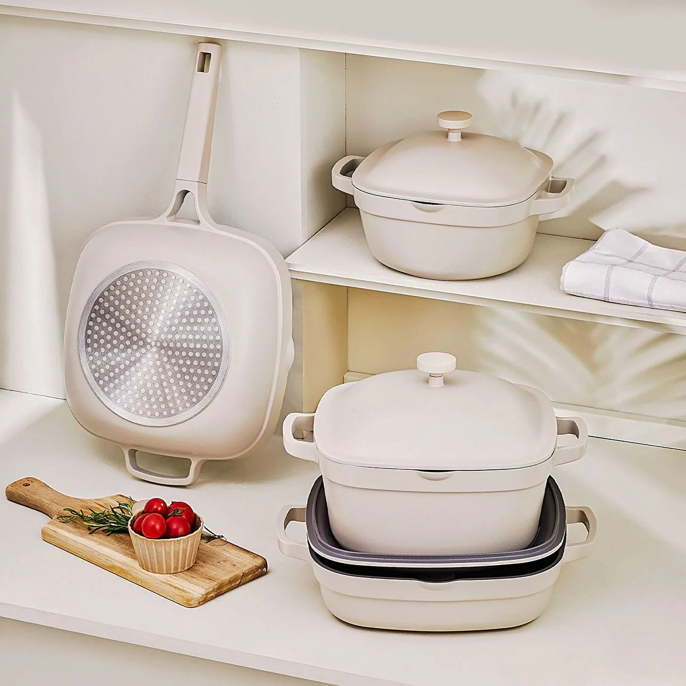 Emsan White Stone 7-Piece Cookware Set