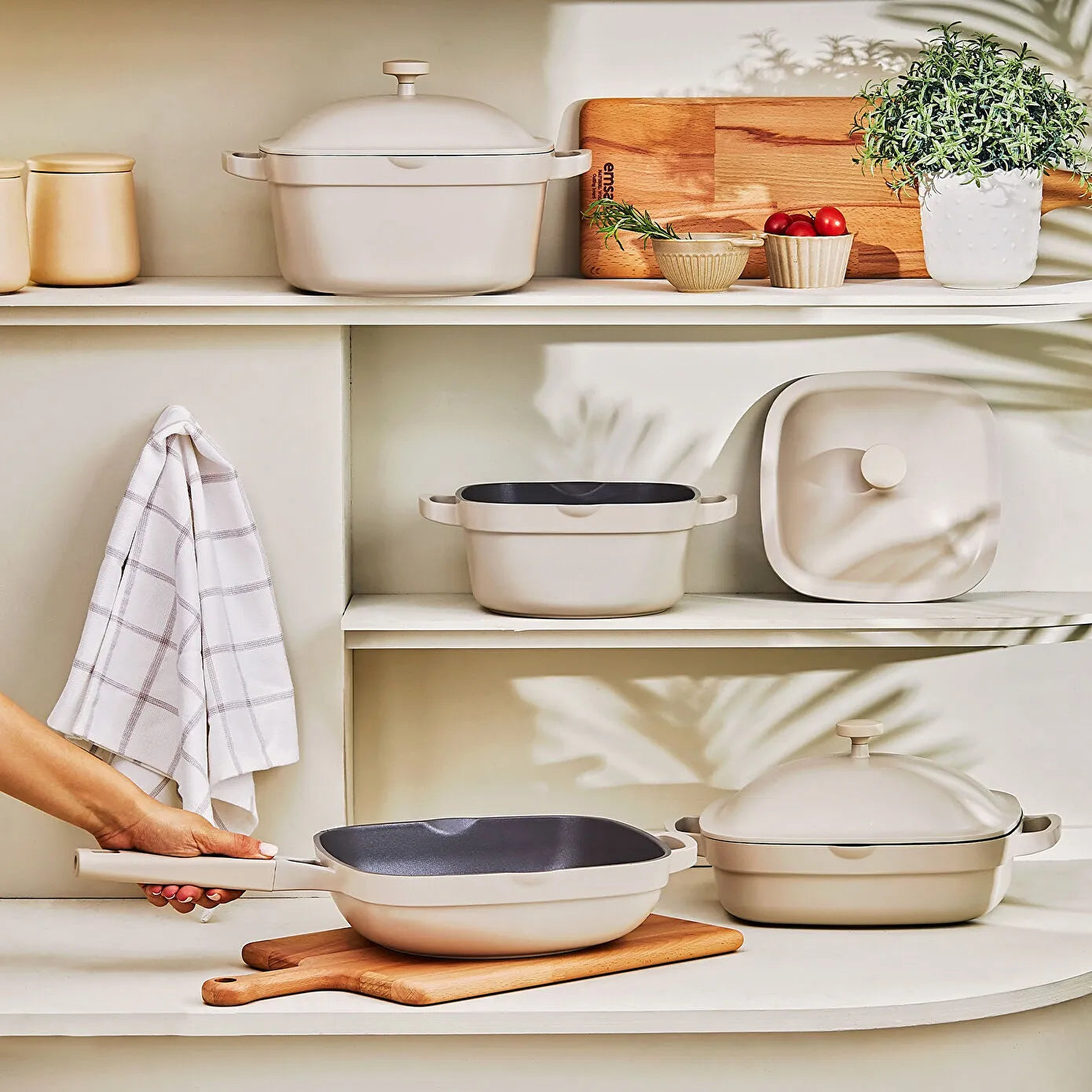 Emsan White Stone 7-Piece Cookware Set