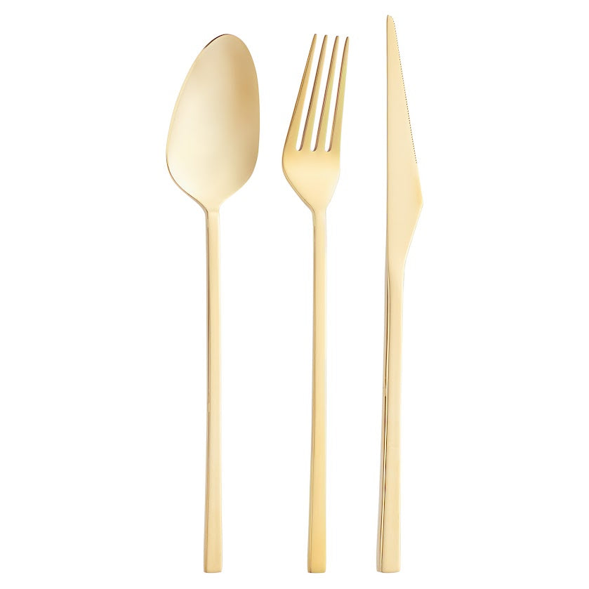 Emsan Alba 18-Piece Glossy Gold Cutlery Set with Box