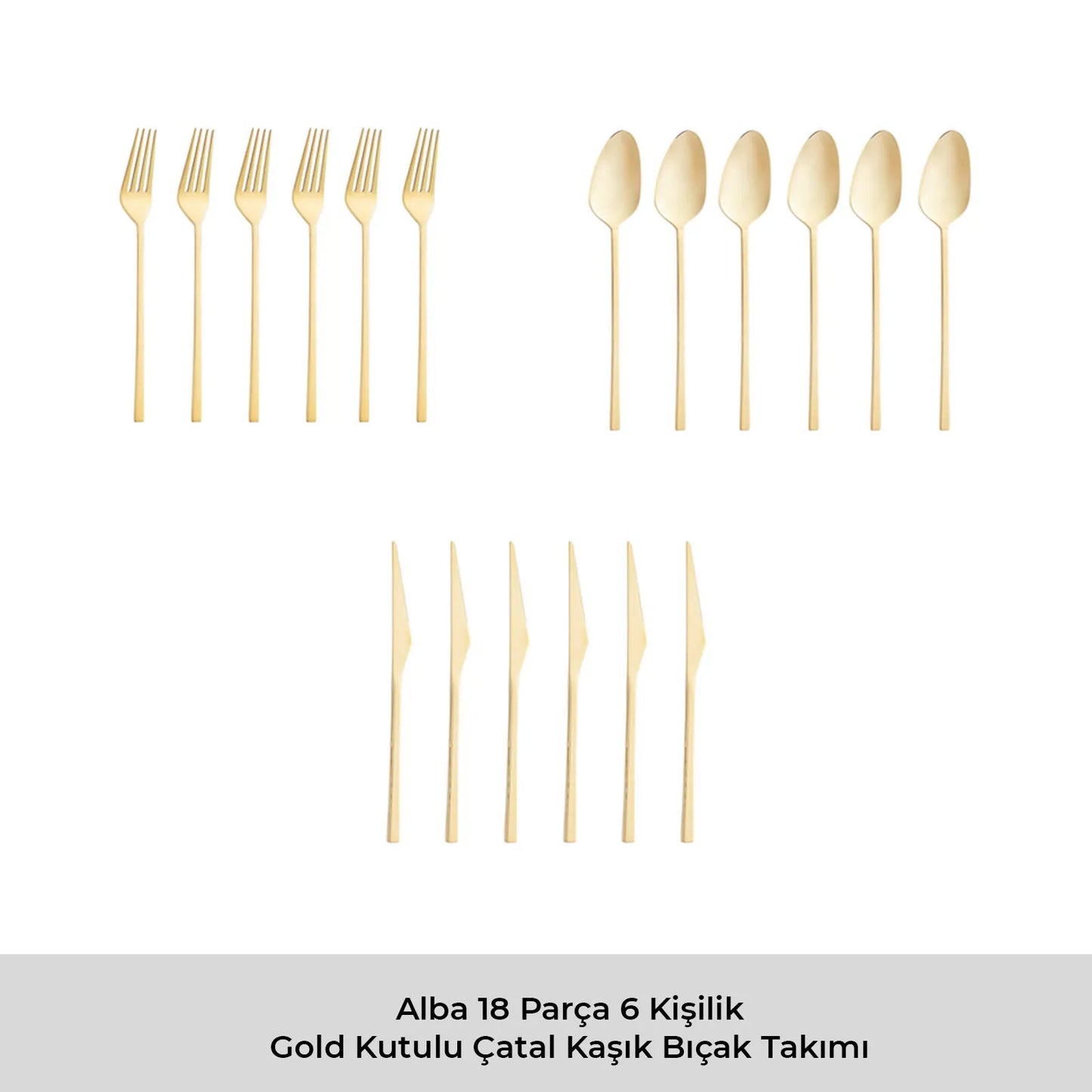 Emsan Alba 18-Piece Glossy Gold Cutlery Set with Box