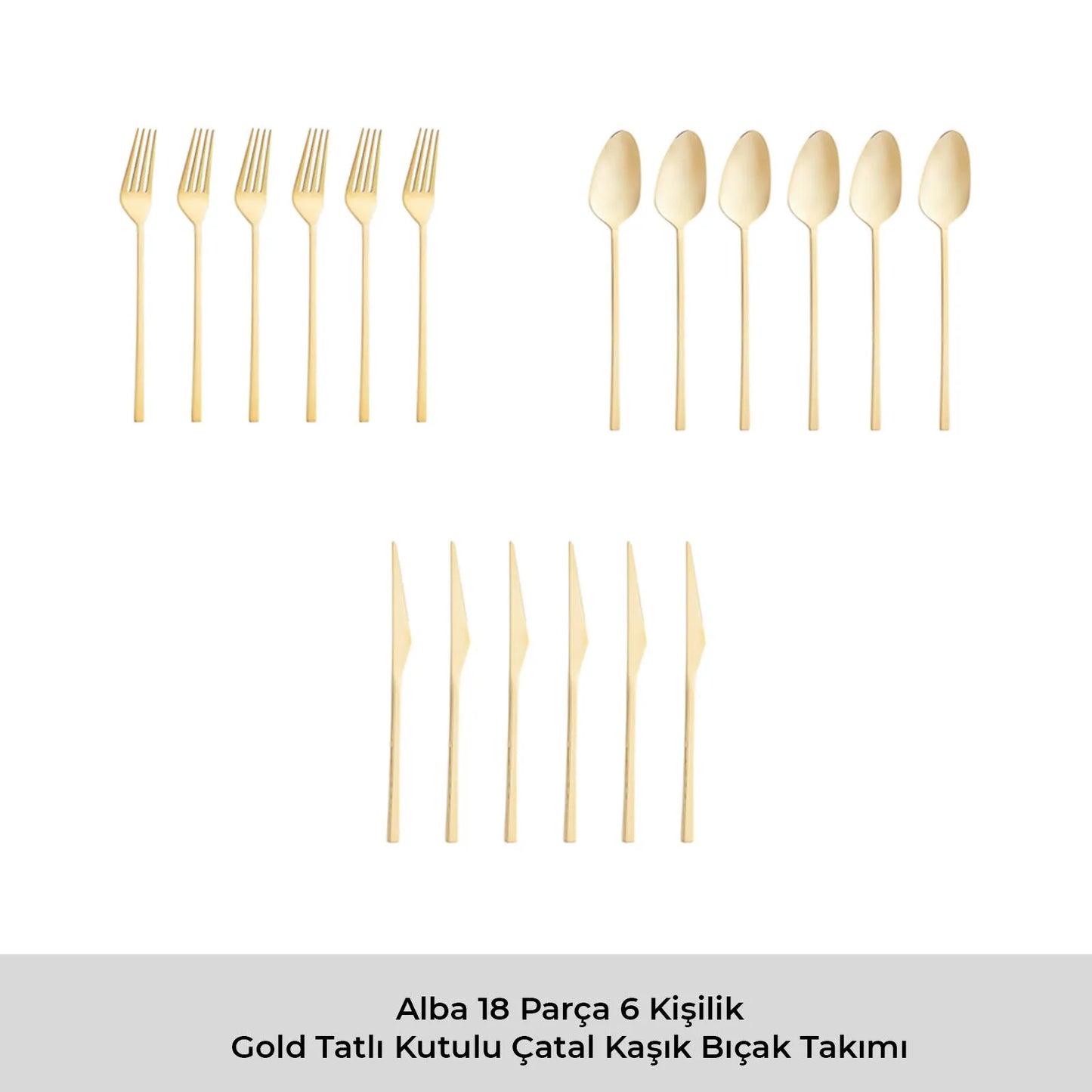 Emsan Alba 18-Piece Shiny Gold Dessert Boxed Cutlery Set