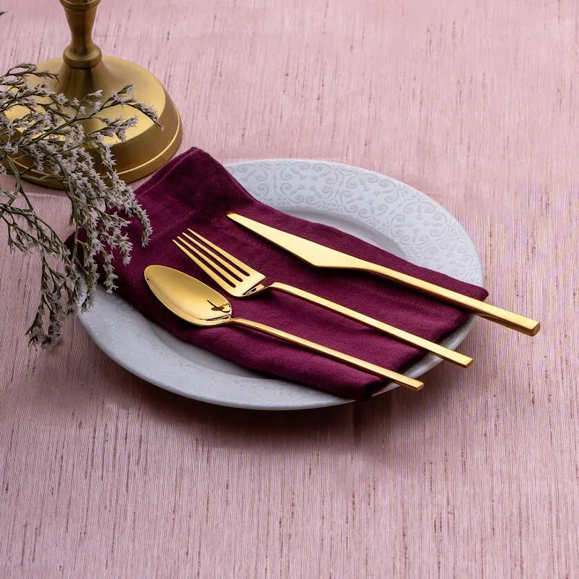 Emsan Alba 18-Piece Shiny Gold Dessert Boxed Cutlery Set