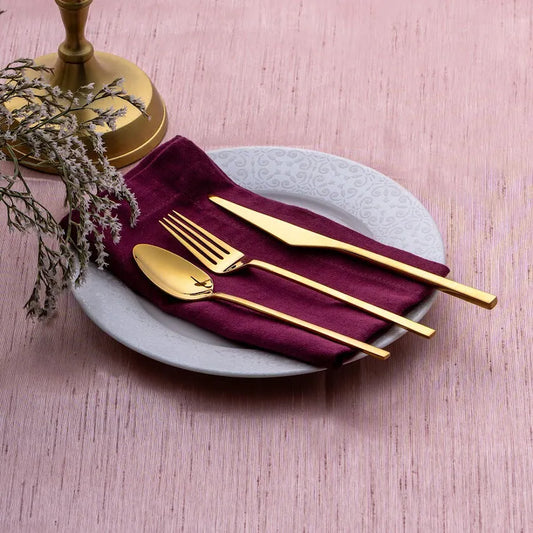Emsan Alba 18-Piece Shiny Gold Dessert Boxed Cutlery Set