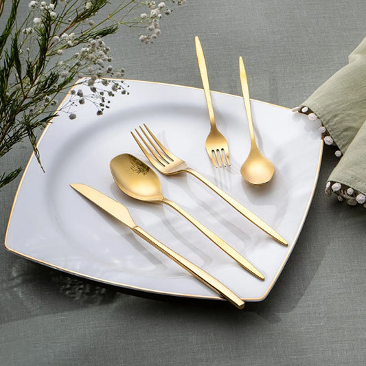 Alisa 30 Piece Shiny Gold Boxed Cutlery Set