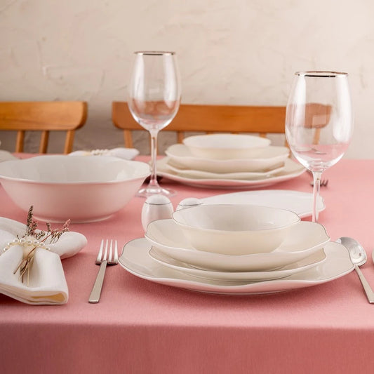 Emsan Lotus 53 Piece Dinner Set for 12 People Platinum