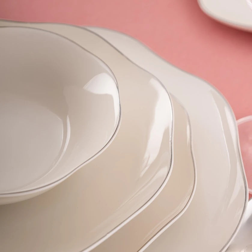 Emsan Lotus 53 Piece Dinner Set for 12 People Platinum