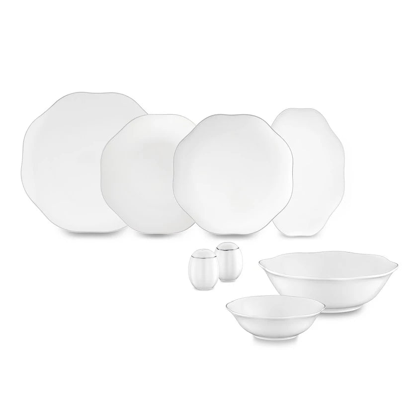 Emsan Lotus 53 Piece Dinner Set for 12 People Platinum