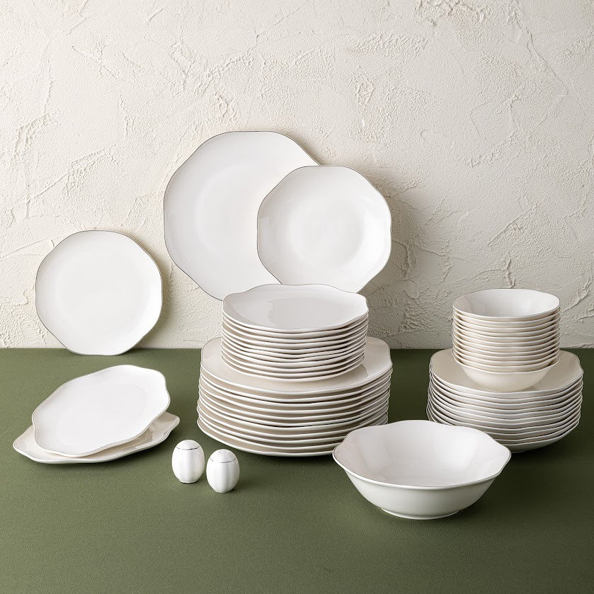 Emsan Lotus 53 Piece Dinner Set for 12 People Platinum