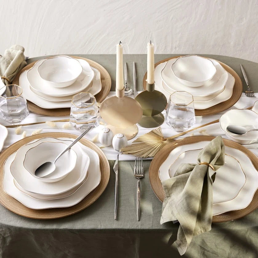 Emsan Lotus 53 Piece Dinner Set for 12 People Gold