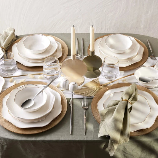 Emsan Lotus 53 Piece Dinner Set for 12 People Gold