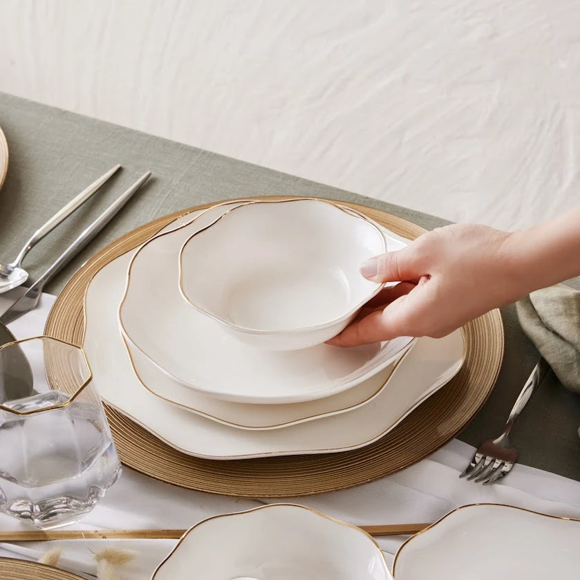 Emsan Lotus 53 Piece Dinner Set for 12 People Gold
