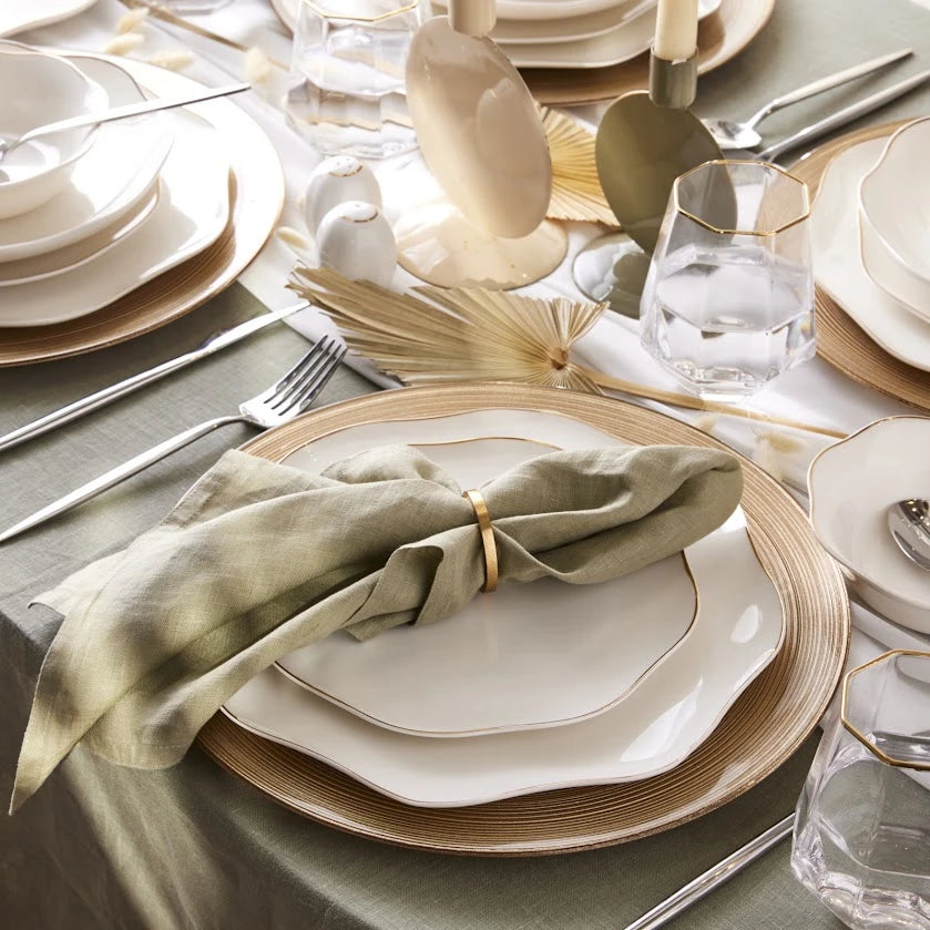 Emsan Lotus 53 Piece Dinner Set for 12 People Gold