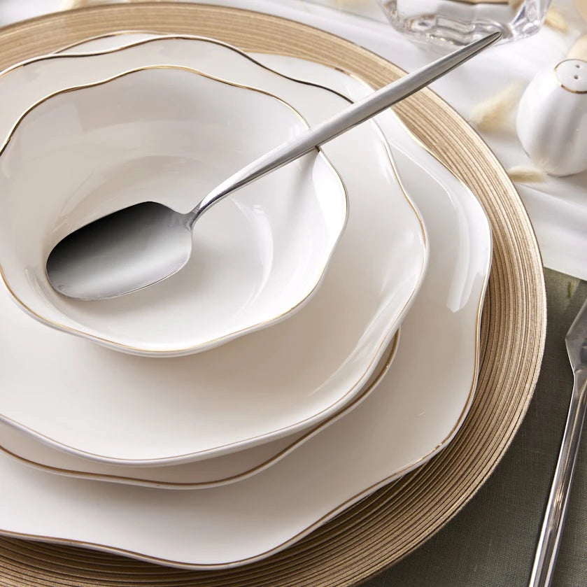 Emsan Lotus 53 Piece Dinner Set for 12 People Gold
