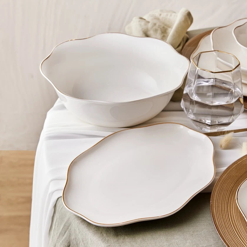 Emsan Lotus 53 Piece Dinner Set for 12 People Gold