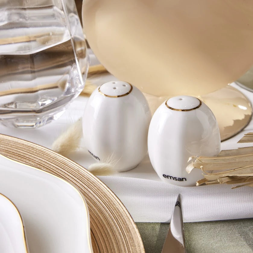 Emsan Lotus 53 Piece Dinner Set for 12 People Gold
