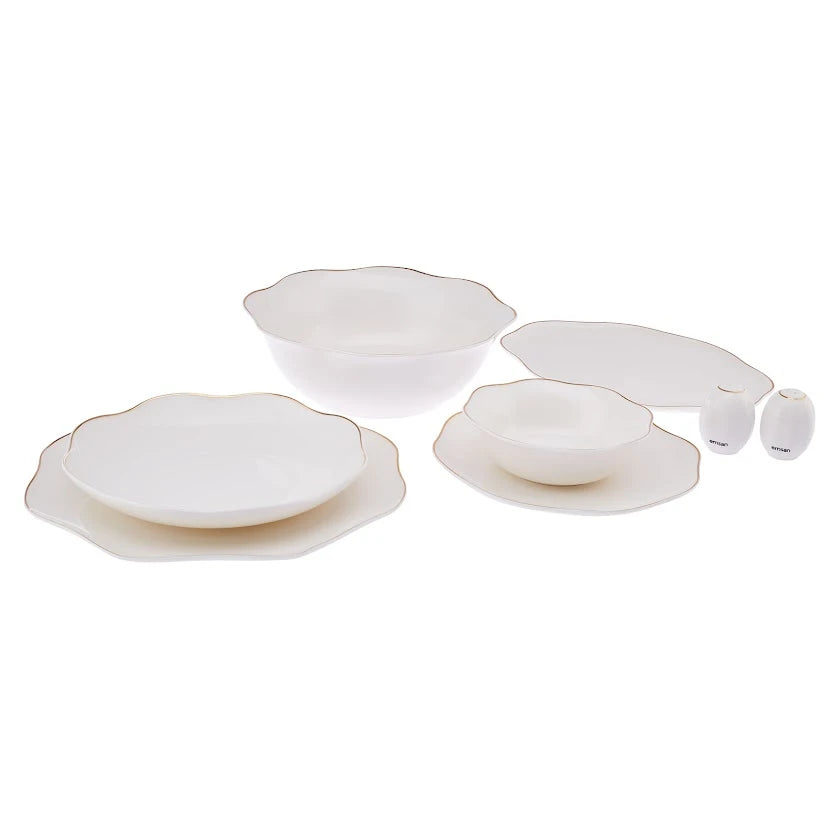 Emsan Lotus 53 Piece Dinner Set for 12 People Gold