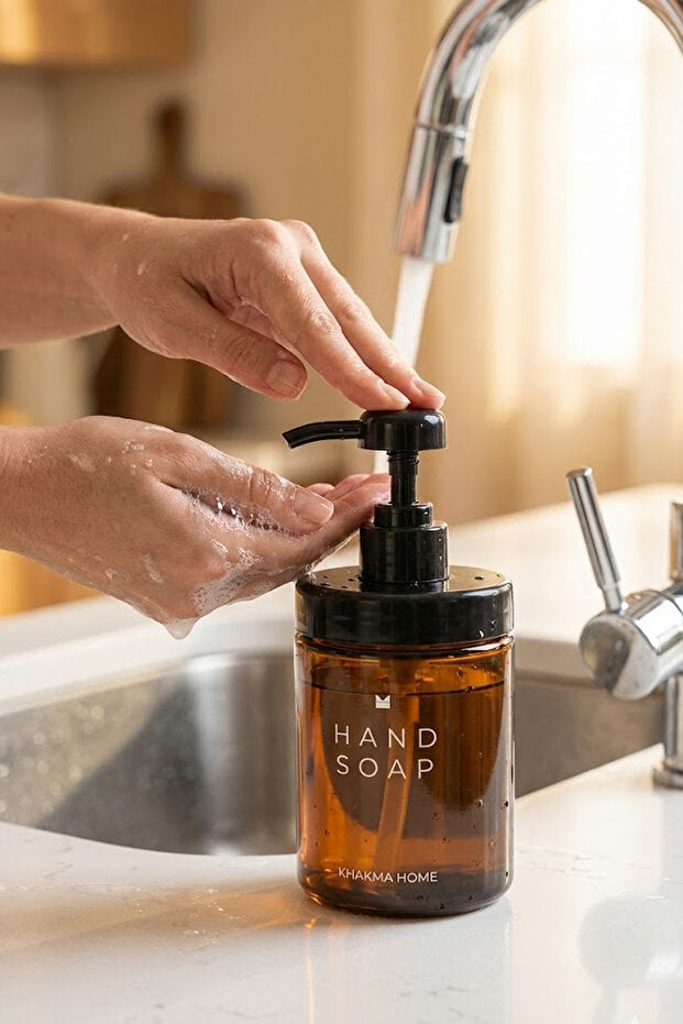 Amber Glass 250 ml Hand Soap Dispenser