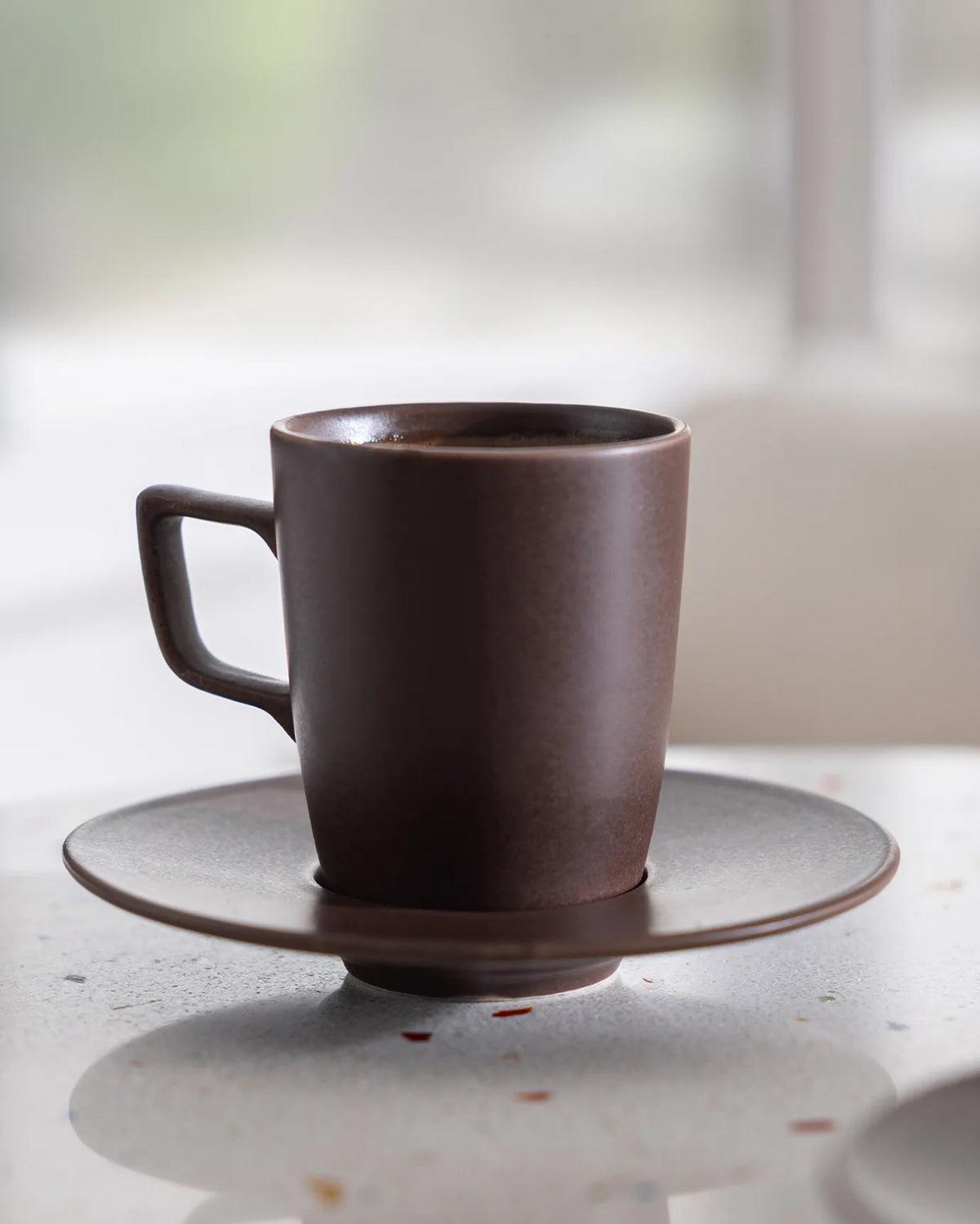 Rain Matte Porcelain Coffee Cup 2 Person Set – Brown