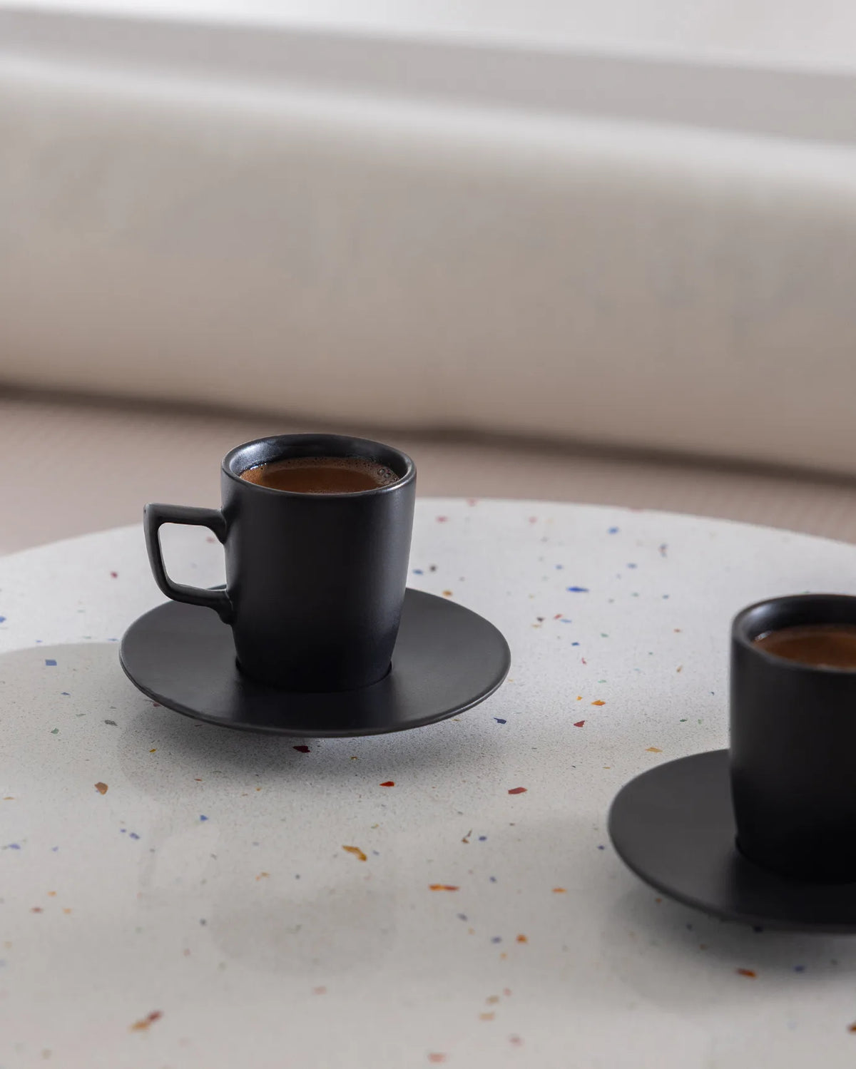 Rain Matte Porcelain Coffee Cup 2 Person Set – Black
