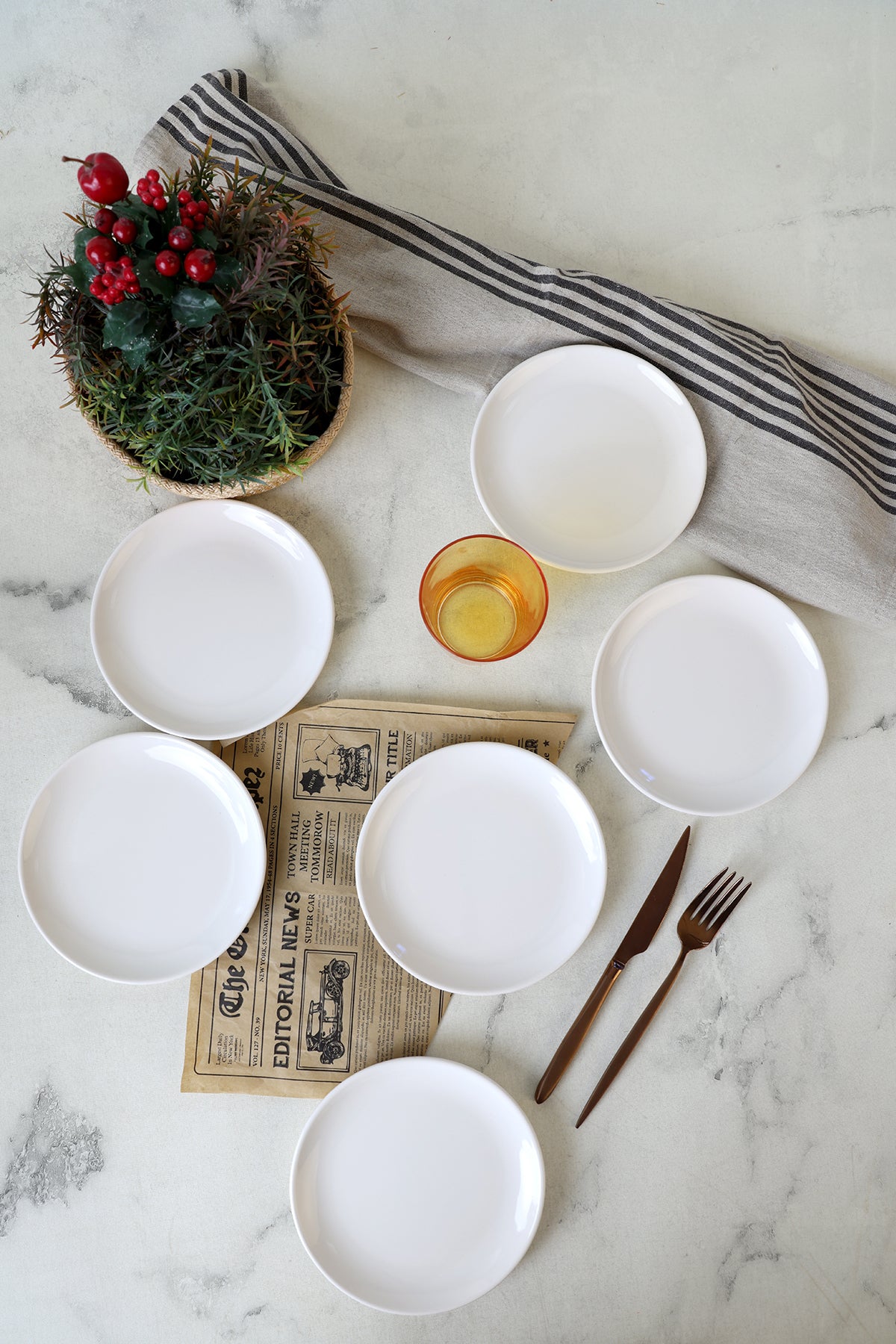 White Delta Cake Plate 17 cm 6 Pieces