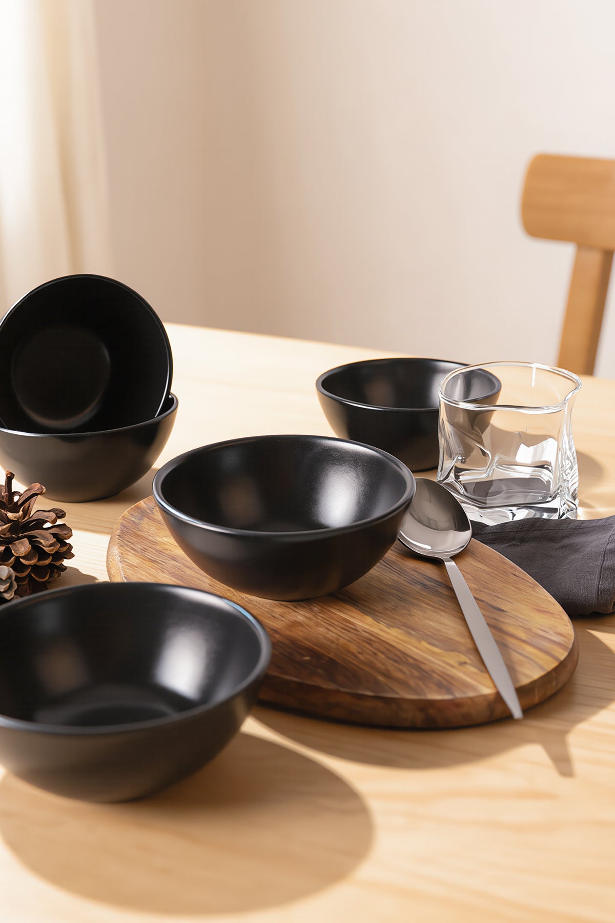 Matte Black Kera Bowl 12 cm 6 Pieces