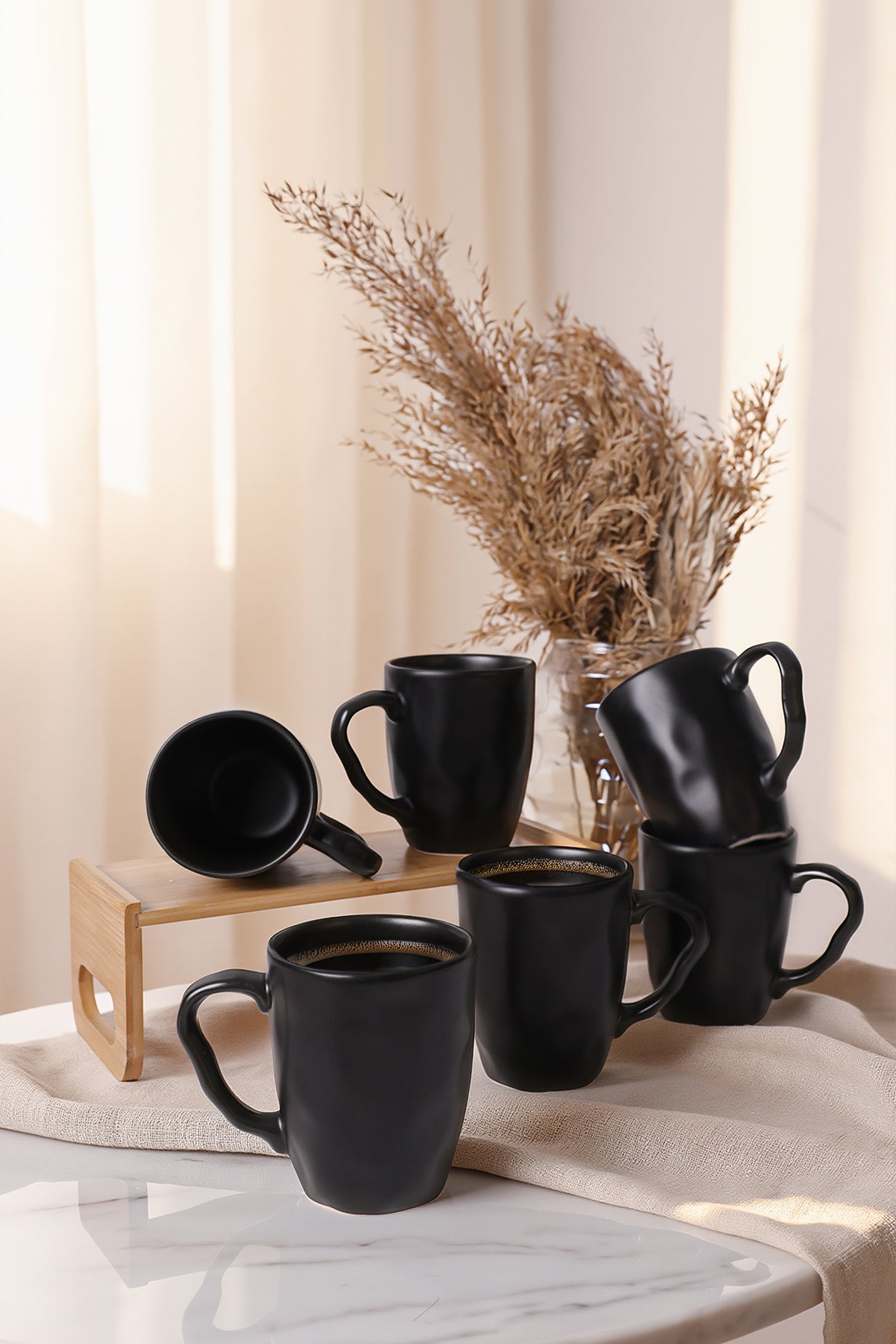 Matte Black Organic Mug 10 cm 6 Pieces