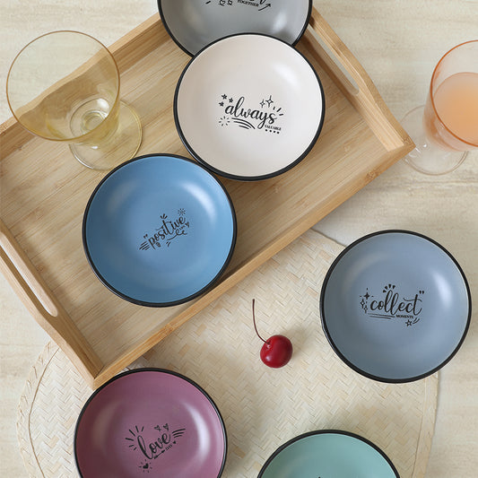 Rainbow Motto Snack Bowl 13 Cm 6 Pieces