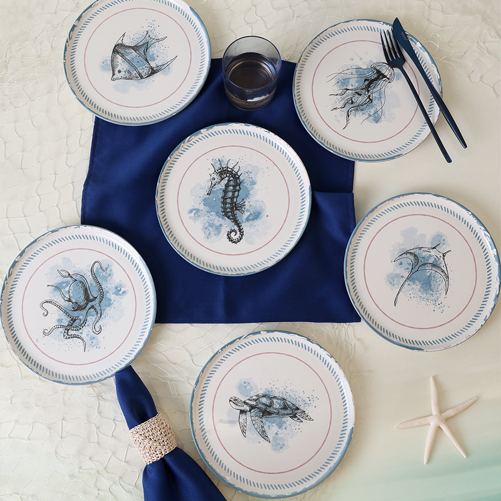 Marine Life Cake Plate 22 Cm 6 Pieces